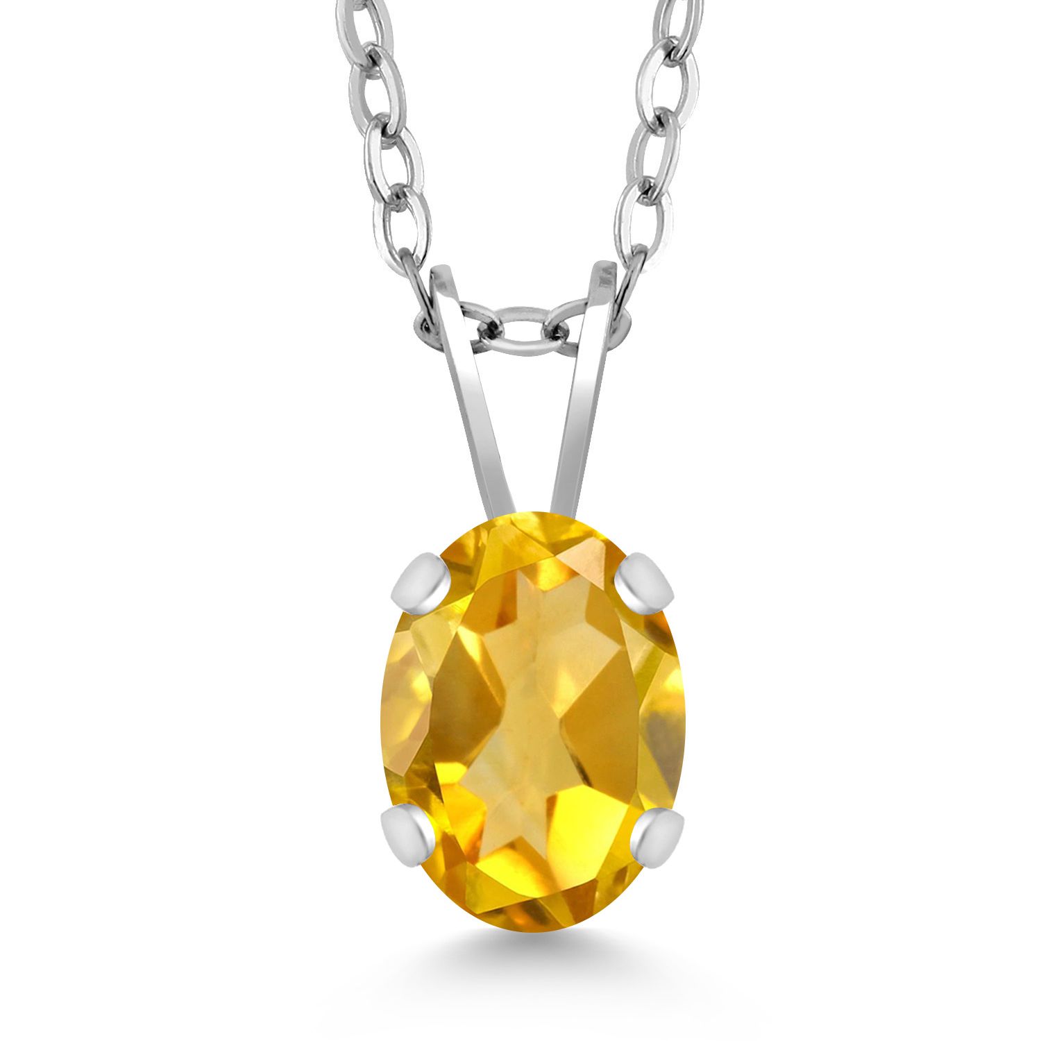0.60 Ct Oval Yellow Citrine 925 Sterling Silver Pendant With Chain eBay