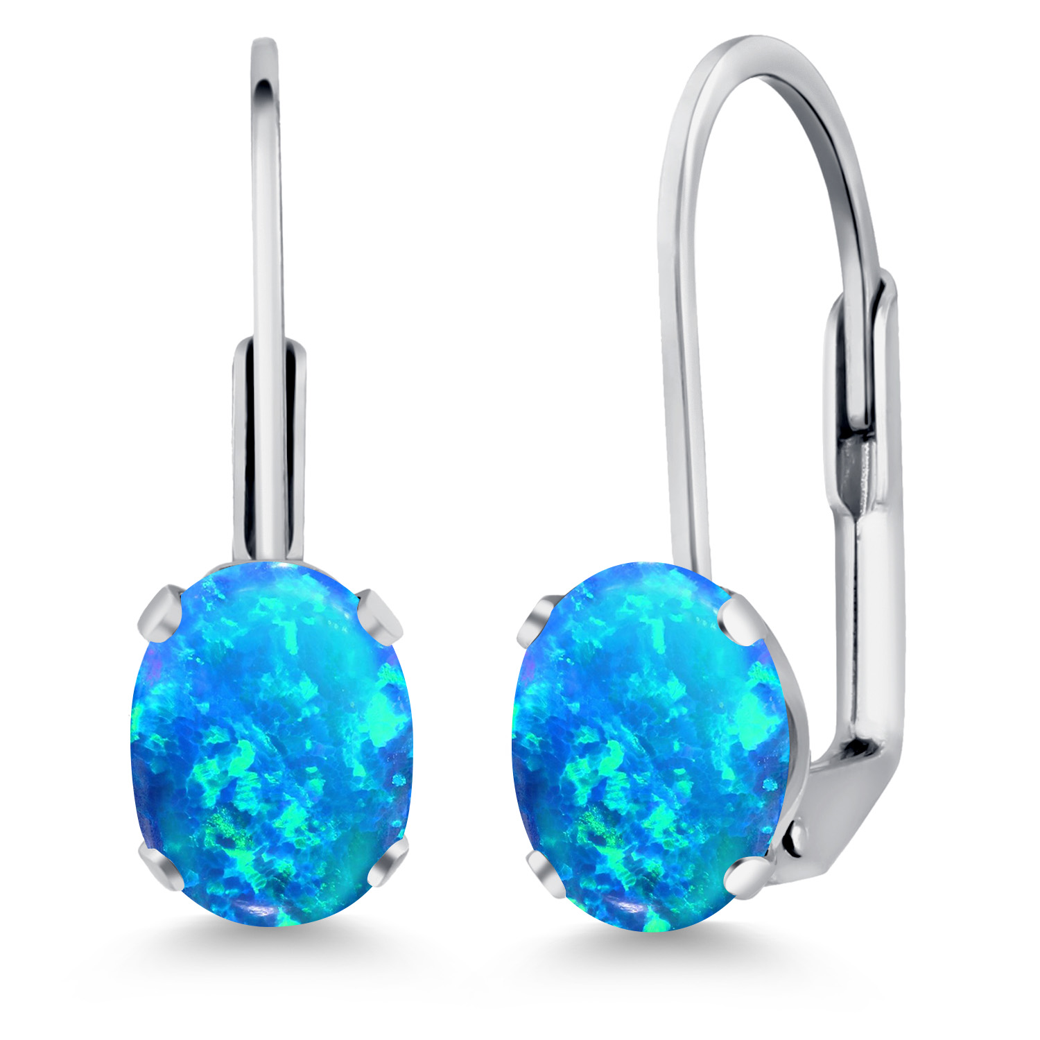White Moissanite Rhodium Plated Leverback Earrings For Women (1.80 Cttw,