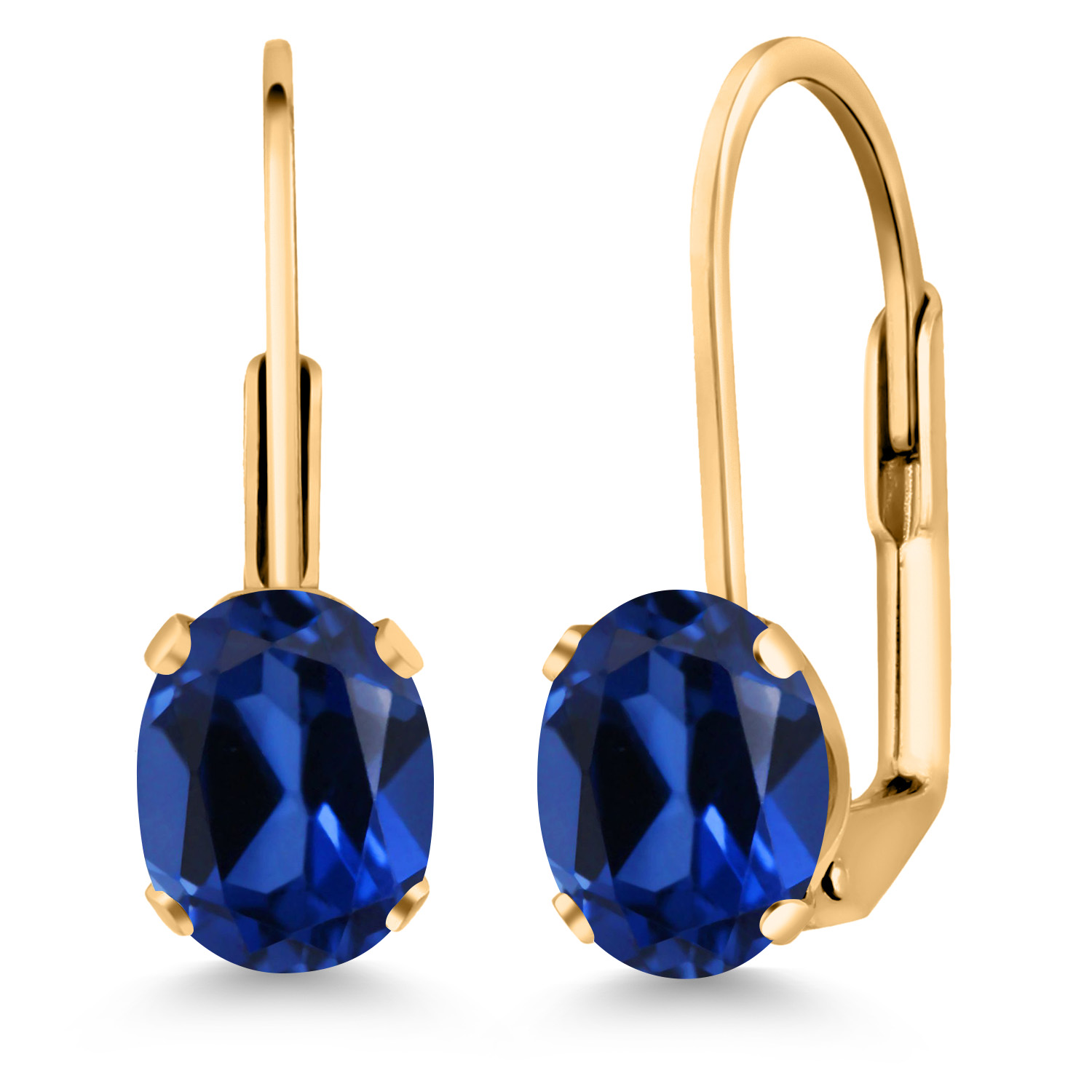 White Moissanite Yellow Gold Plated Leverback Earrings For Women (1.80 Cttw,
