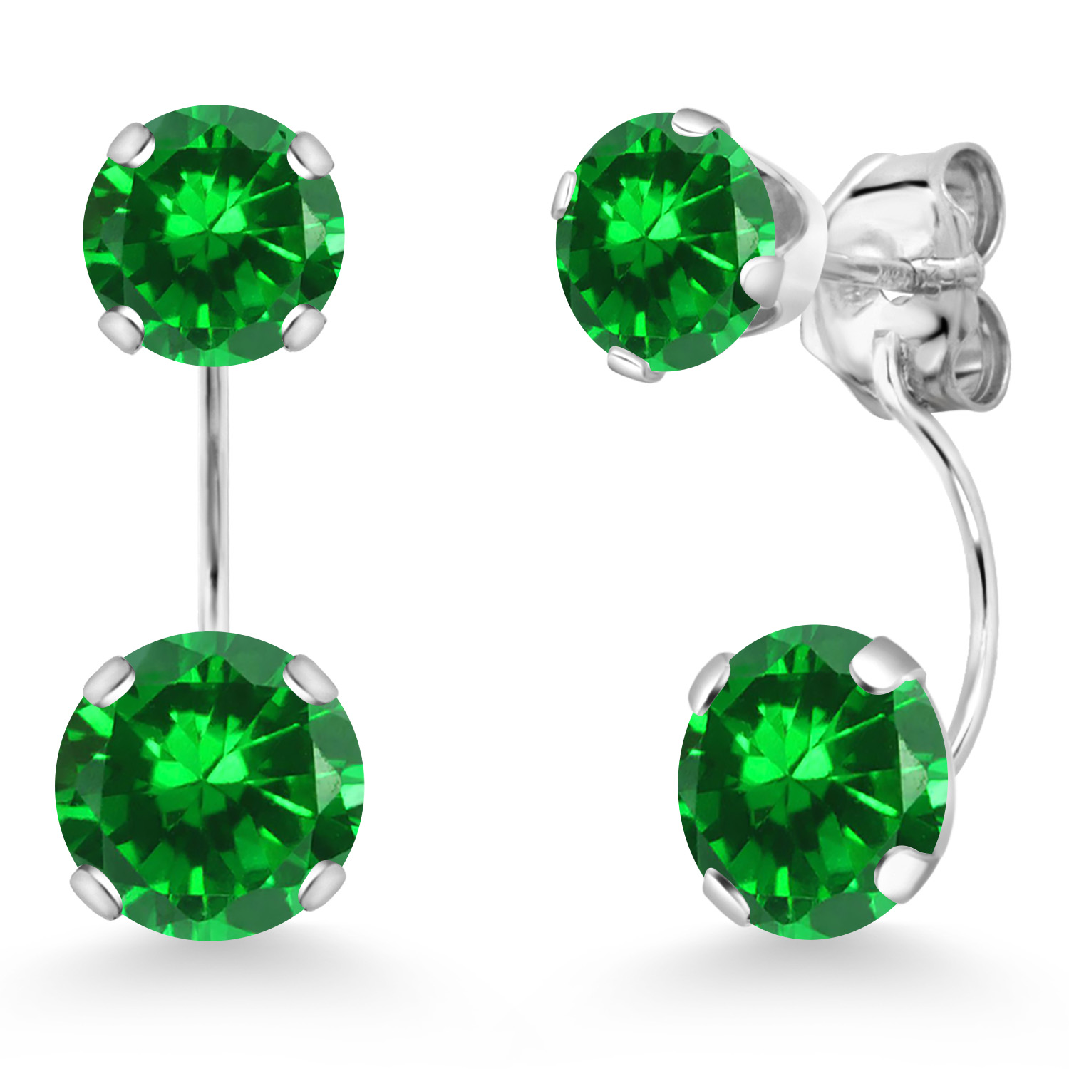 1-4 Cttw Gemstone Birthstone Two-Stone Front Back Stud Earrings for Women | 14K
