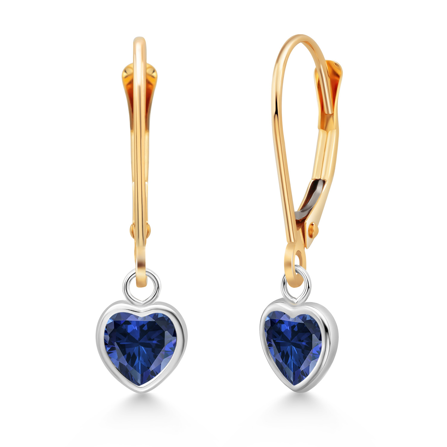 925 Sterling Silver and 14K Yellow Gold Amethyst Drop Dangle Leverback Earrings - Picture 5 of 64