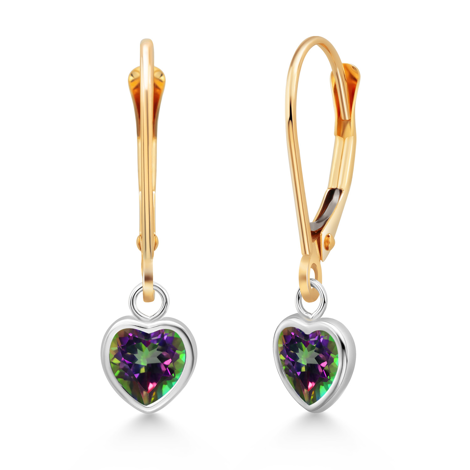 925 Sterling Silver and 14K Yellow Gold Amethyst Drop Dangle Leverback Earrings - Picture 17 of 64