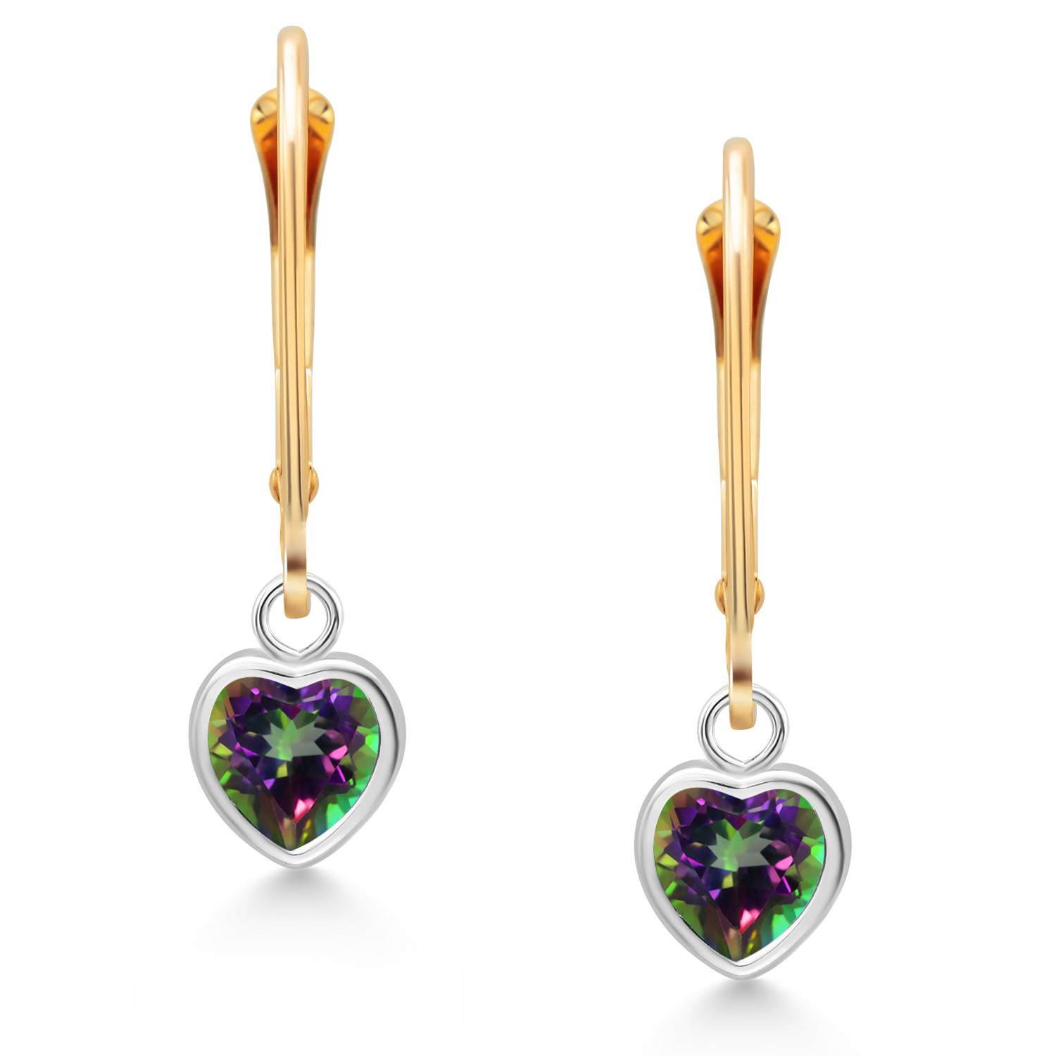 925 Sterling Silver and 14K Yellow Gold Amethyst Drop Dangle Leverback Earrings - Picture 18 of 64