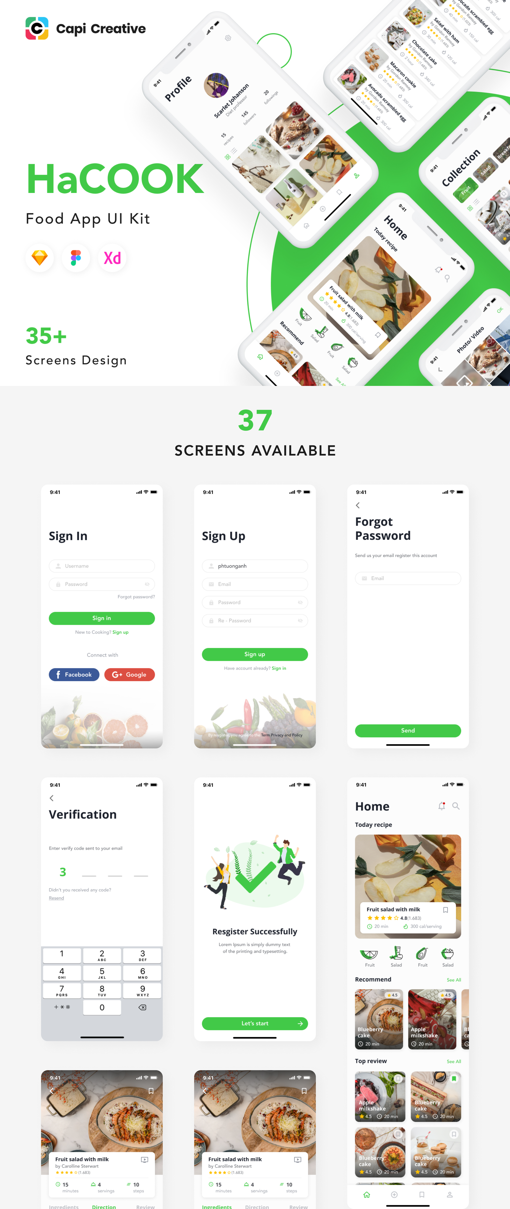 HaCook Recipe Manager App UI Kit