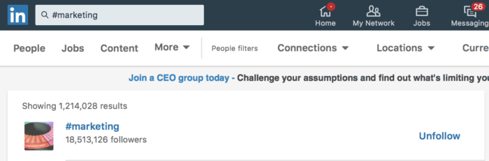 llinkedin hashtags