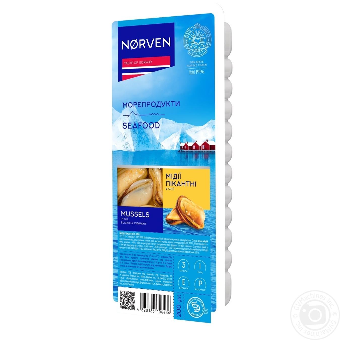 

Мідії Norven пікантні в олії 200г