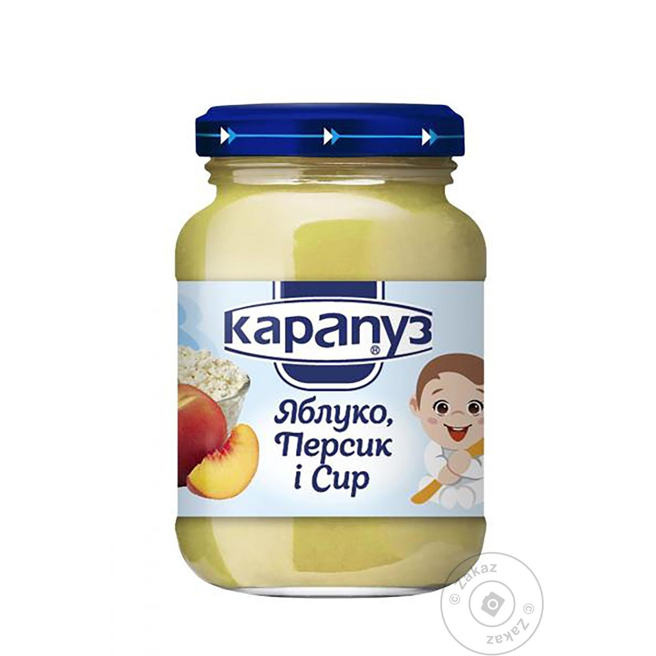 

Пюре Карапуз з яблук персиків і сиру для дітей з 4 місяців 200г