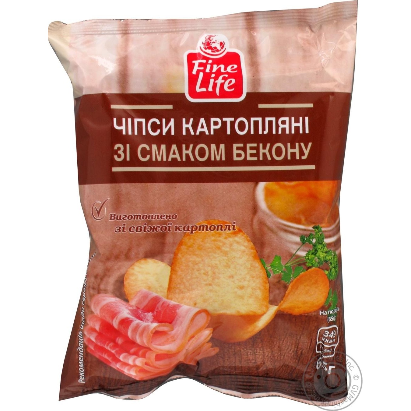 

Чіпси Fine Life картопляні зі смаком бекону 65г