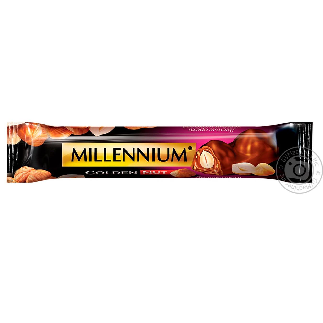 

Шоколад чорний Millennium Golden Nut з начинкою і цілими лісовими горіхами 40г