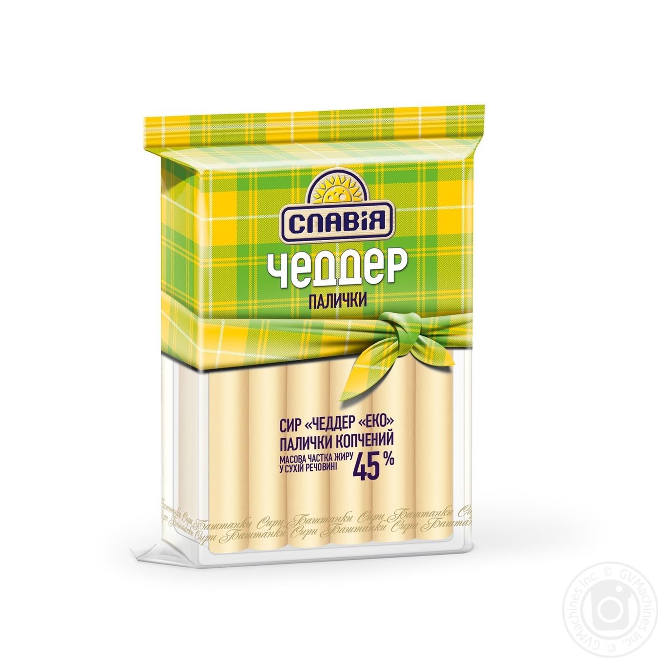 

Сир копчений Славія Чеддер палички 45%