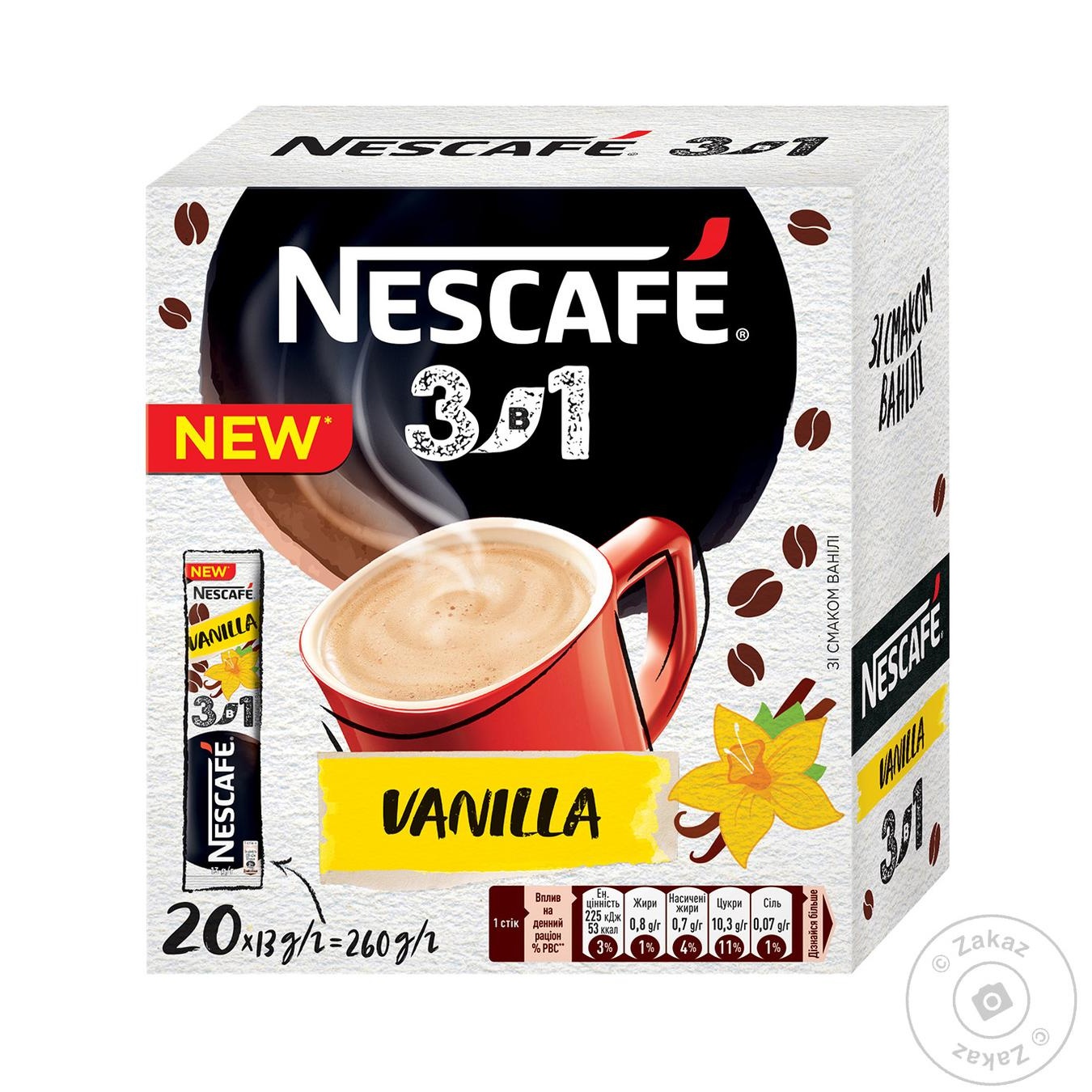 

Напiй кавовий Nescafe 3в1 Ваніль розчинний в стiках 20*13г