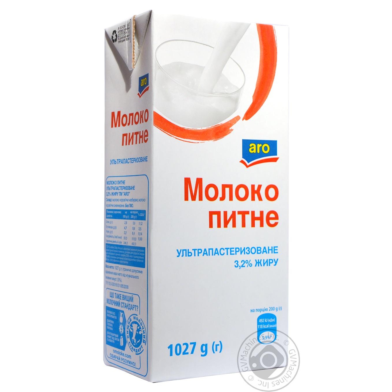 

Молоко Aro ультрапастеризоване 3.2%