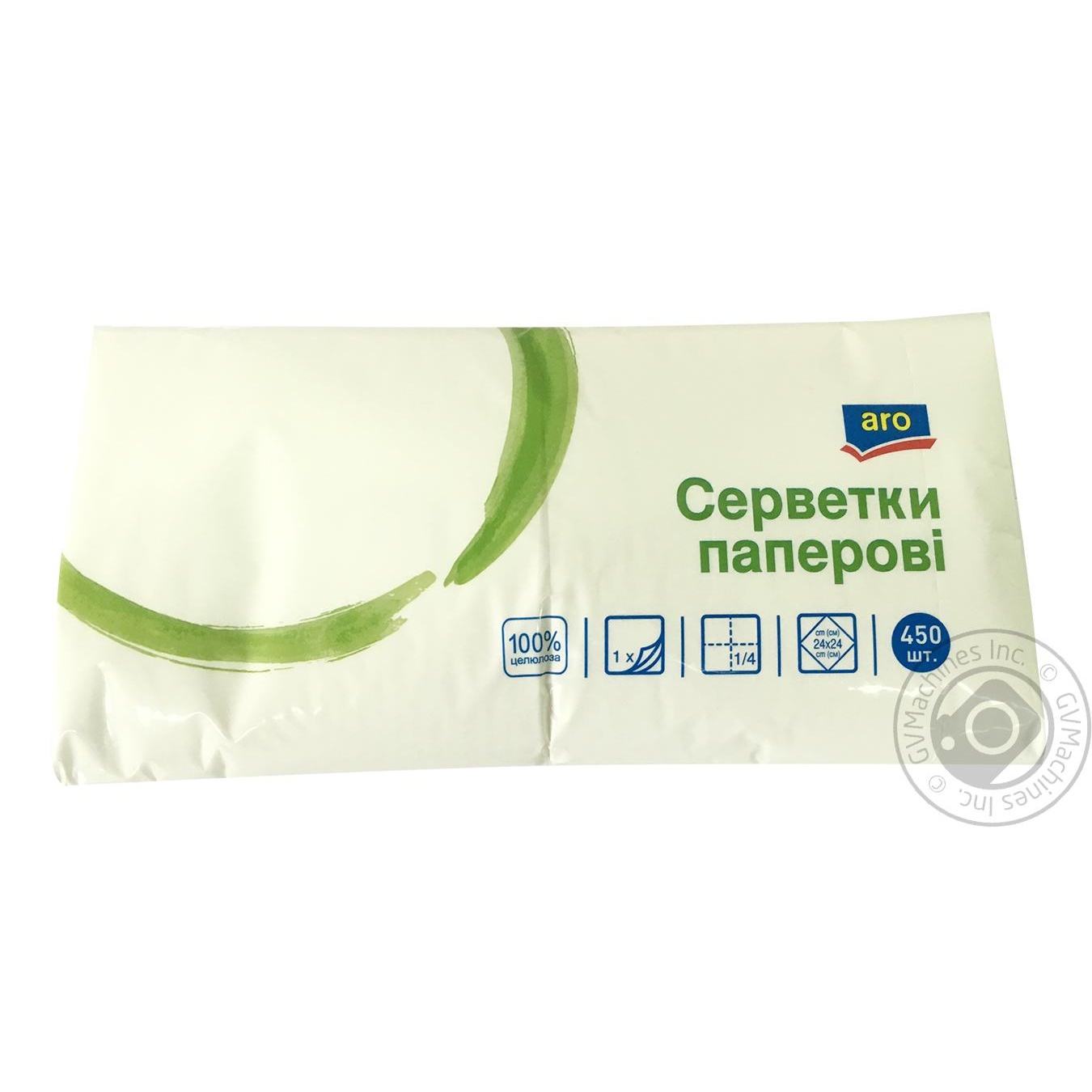 

Серветки Aro паперові одношарові білі 450шт
