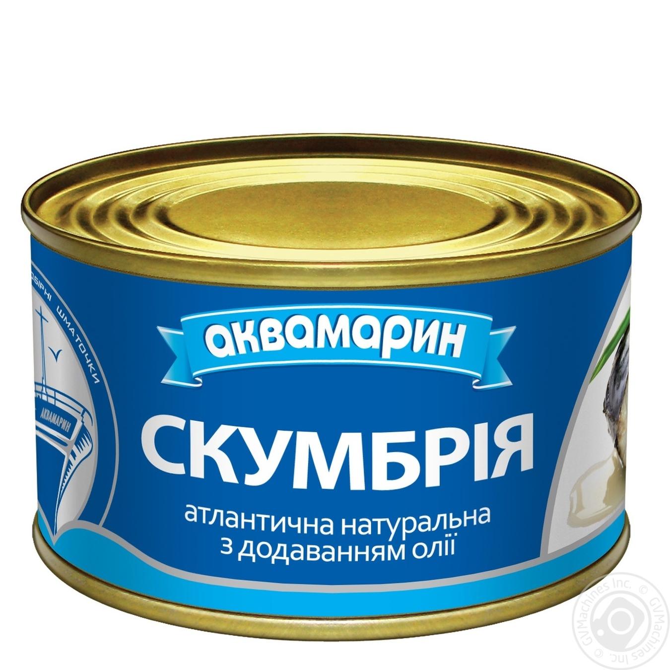 

Скумбрія Аквамарин натуральна з додаванням олії 230г