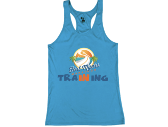 Ladies Electric Blue Racerback Tech Tank "In Training"