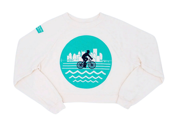 Women's White Cropped Crewneck Sweatshirt