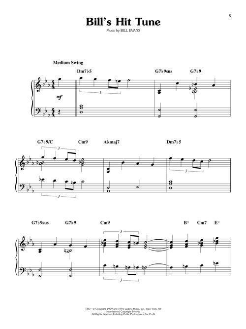 BILL EVANS PIANO FORMS レコード Ｂ Five by Bill Evans - Piano Solo - Digital Sheet Music | Sheet