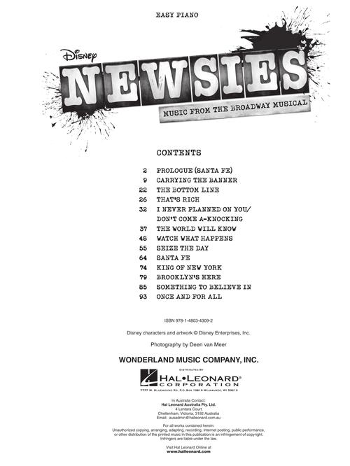 Newsies Music from the Broadway Musical - Willis Music Store