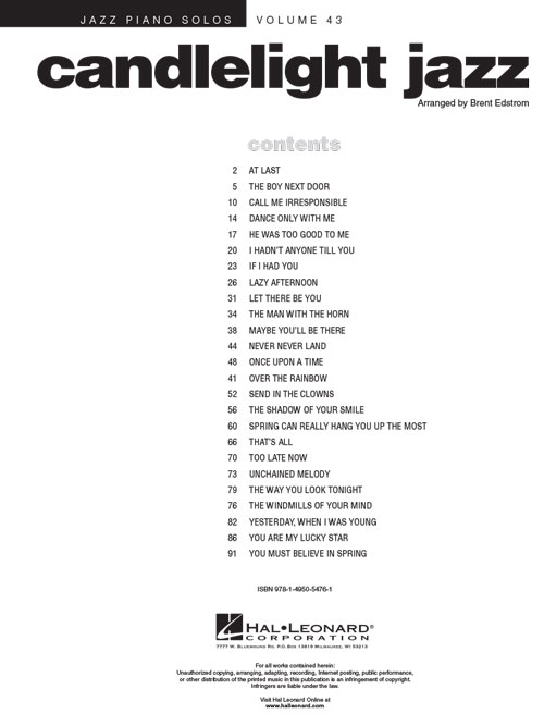 Candlelight Jazz: Jazz Piano Solos Series Volume 43 (English