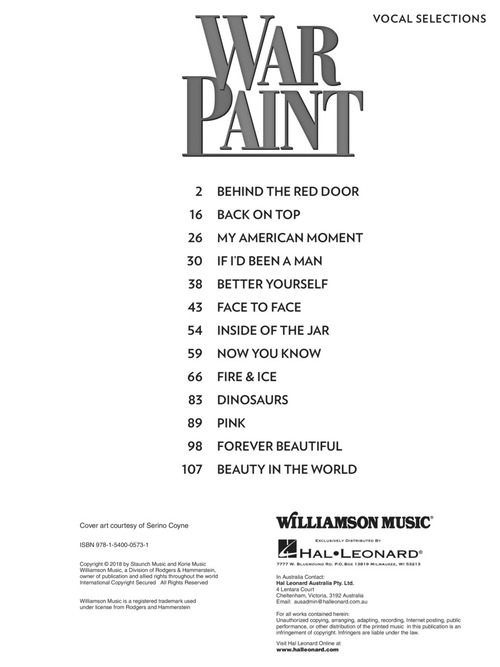 War Paint Vocal Selections - Willis Music Store