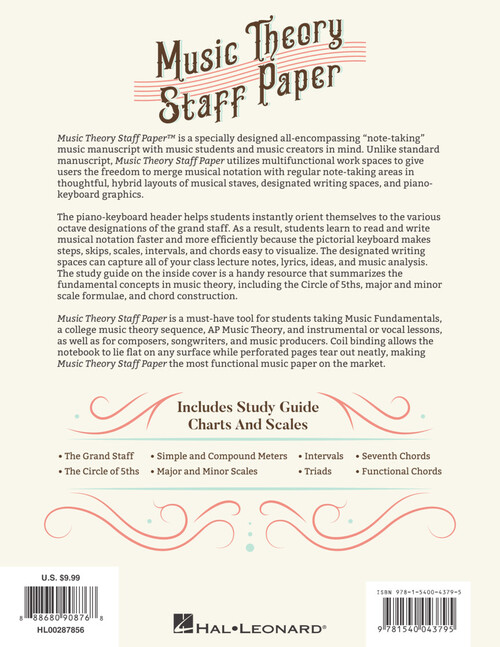 Music Theory Staff Paper Manuscript Paper with Keyboard Layout and ...