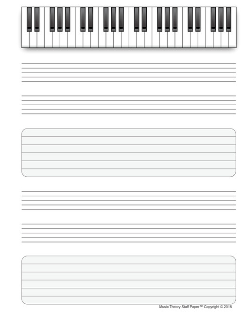 Music Theory Staff Paper Manuscript Paper with Keyboard Layout and ...