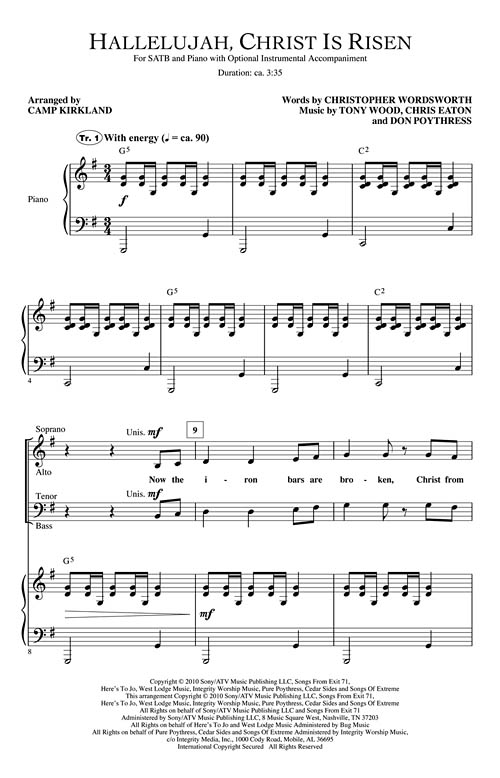 Hallelujah Christ Is Risen Sheet Music By Camp Kirkland Sku 08752383