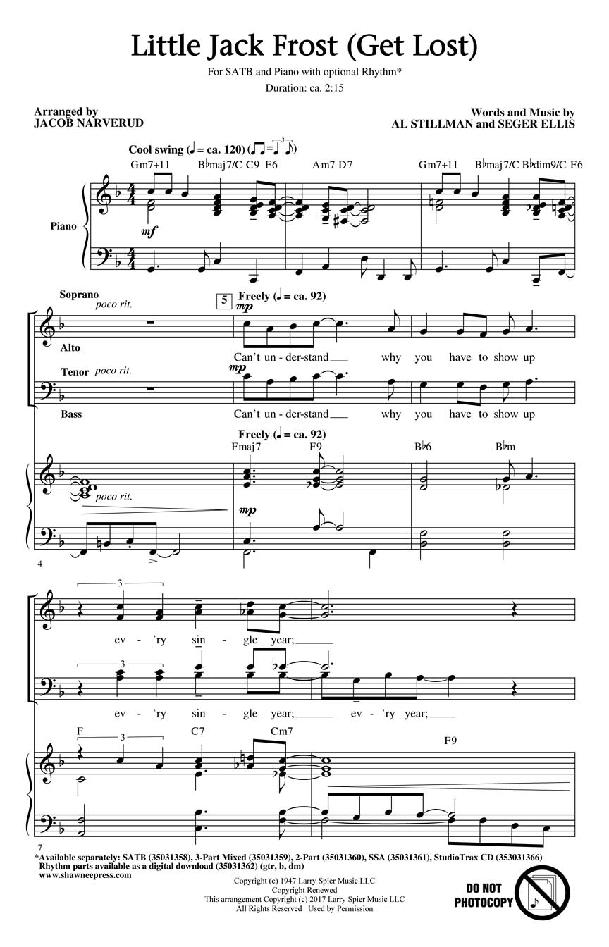 Little Jack Frost (Get Lost) Sheet Music by Jacob Narverud (SKU