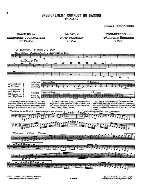 Enseignement Complet du Basson Partie 1 Gammes et Exercices