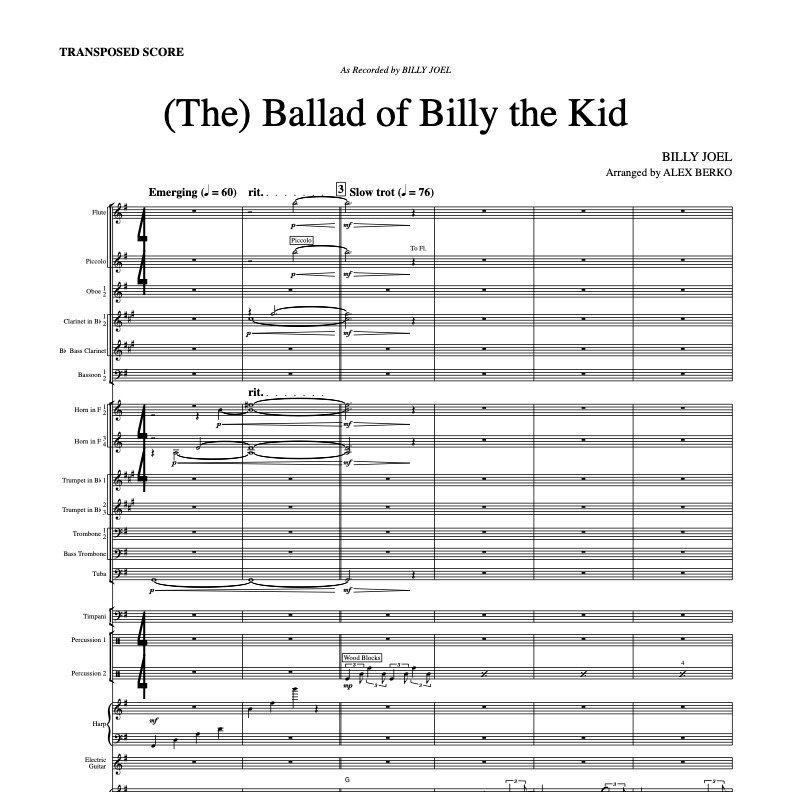 (The) Ballad Of Billy The Kid (arr. Alex Berko) by Billy Joel 管弦乐团 封面