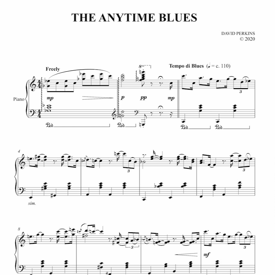 Cover Art for "The Anytime Blues (Piano solo)" by David Perkins