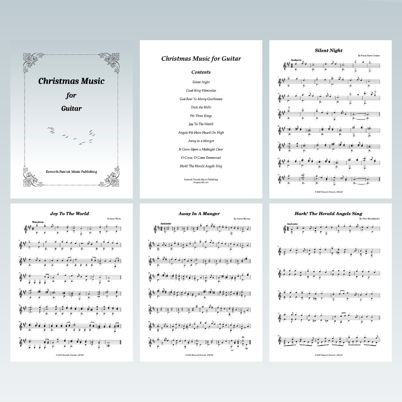 Cover Art for "Christmas Music for Guitar (arr. Kenneth Pasciak)" by Isaac Watts