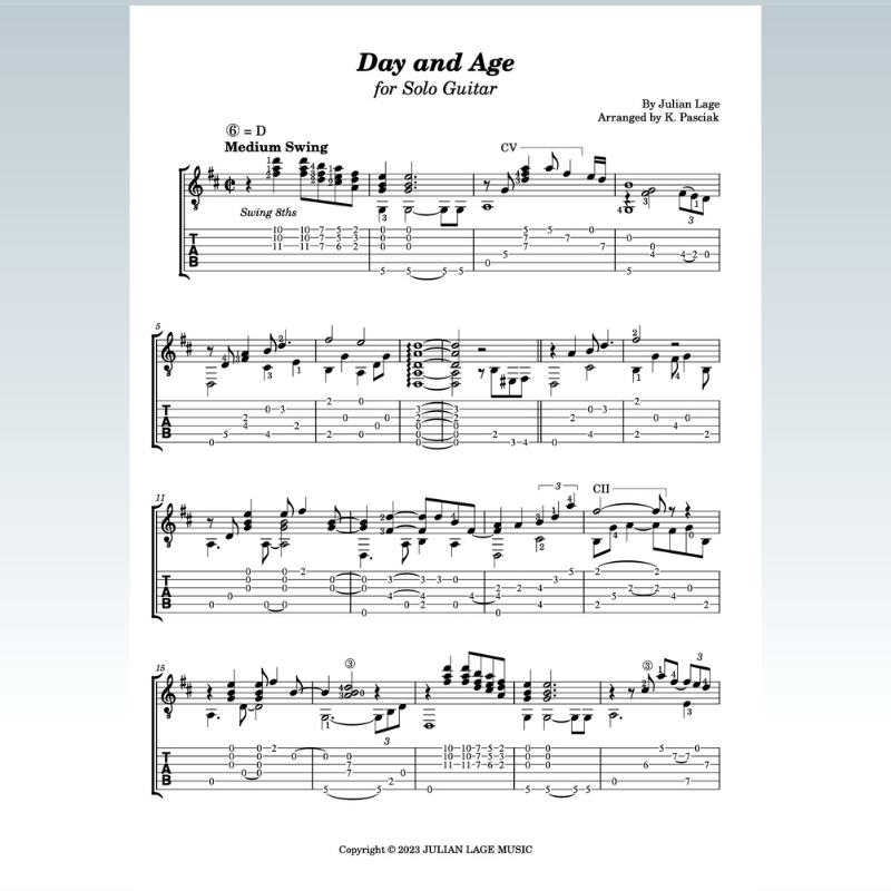 Carátula para "Day And Age (arr. Kenneth Pasciak)" por Julian Lage