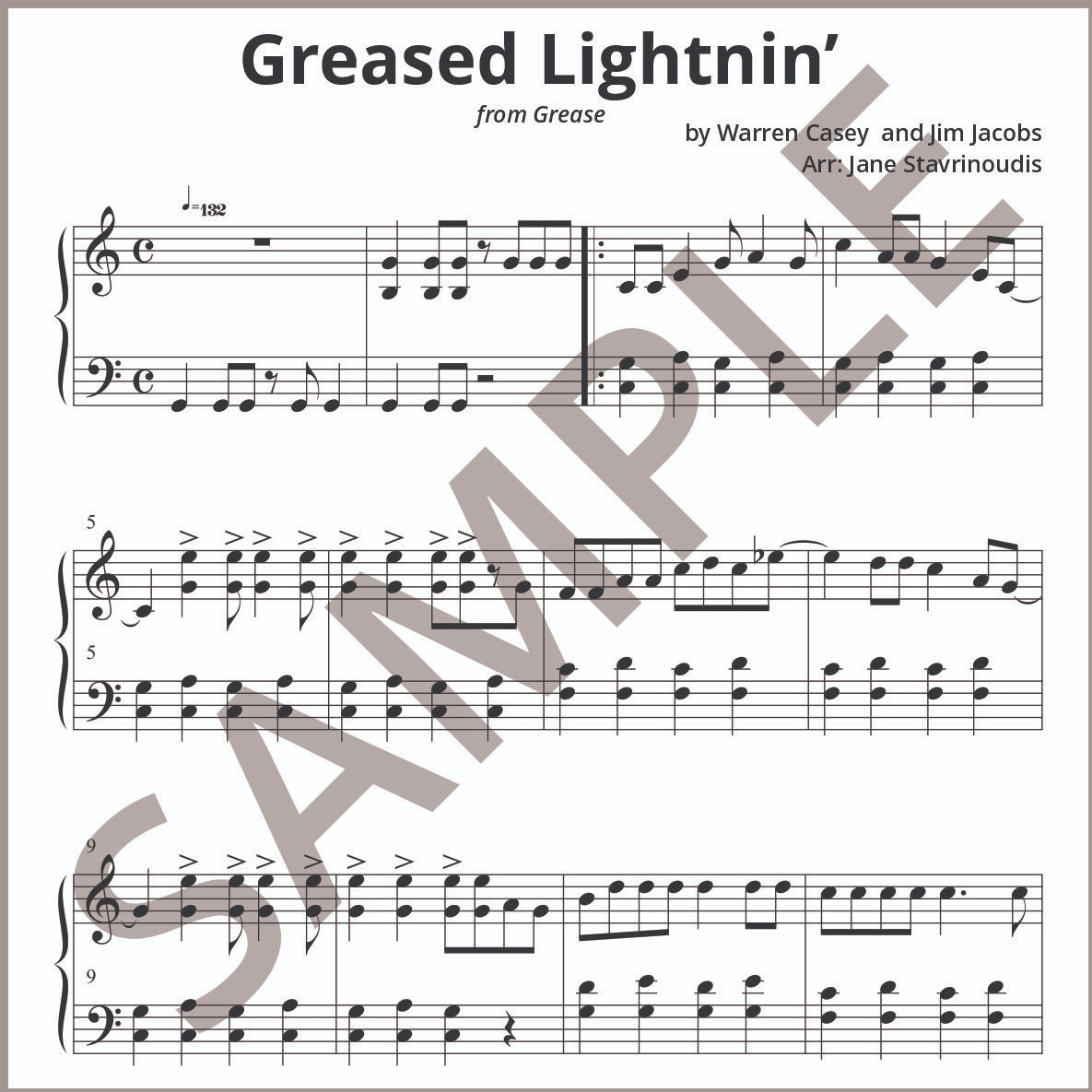 Cover Art for "Greased Lightnin' (arr. Jane Stavrinoudis)" by Jim Jacobs