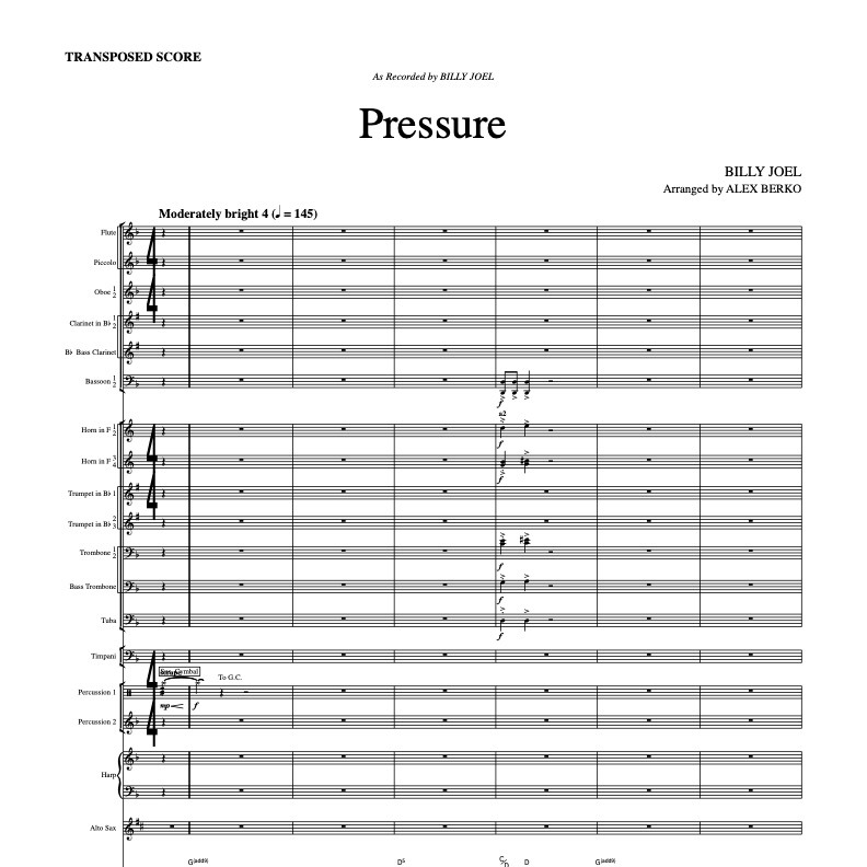 Pressure (arr. Alex Berko) by Billy Joel 管弦乐团 封面