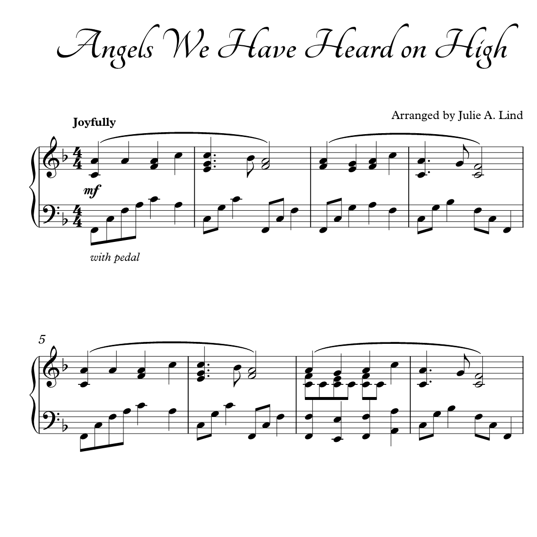 Cover Art for "Angels We Have Heard on High (arr. Julie A Lind)" by Julie A Lind