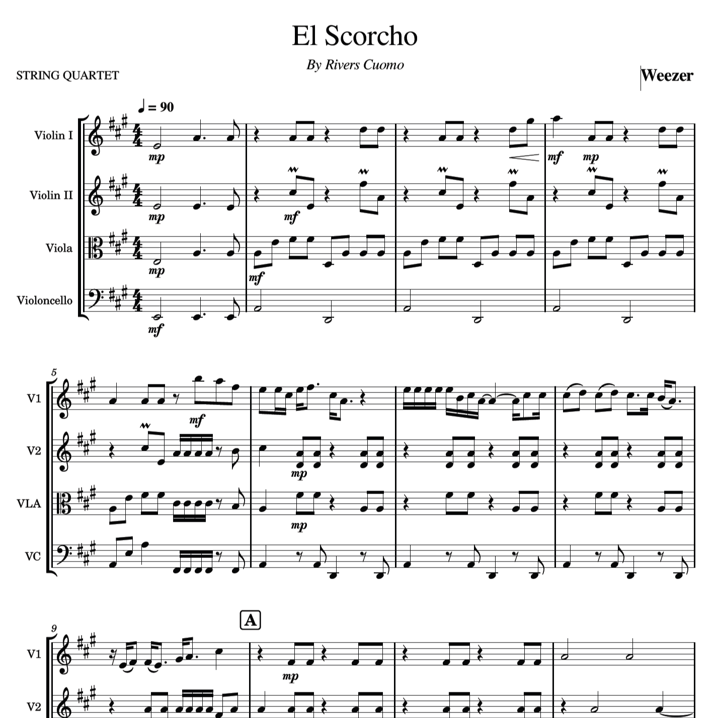 Cover Art for "El Scorcho (arr. Eve C. Mailly - Zene Strings)" by Weezer