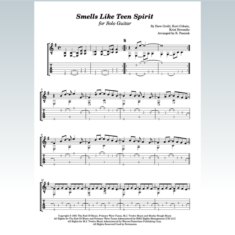 Carátula para "Smells Like Teen Spirit (arr. Kenneth Pasciak)" por Nirvana