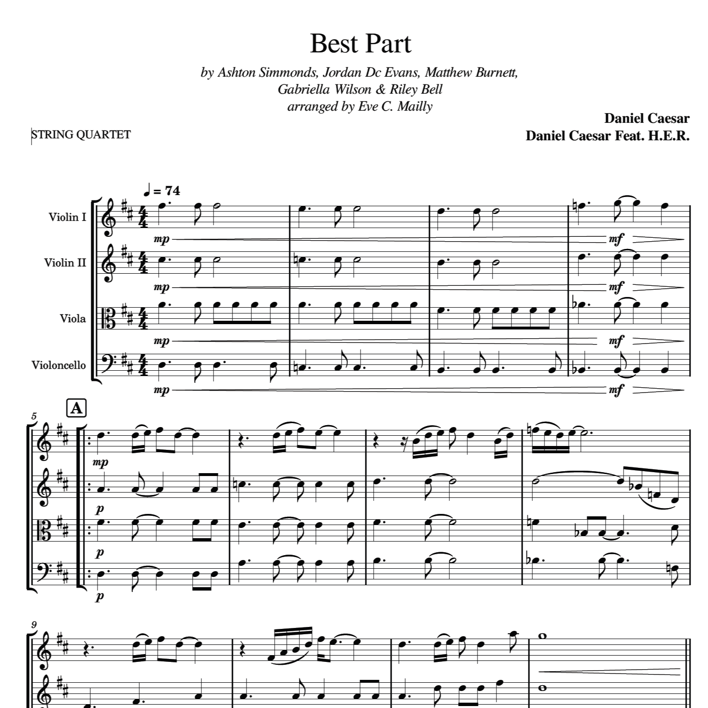 Carátula para "Best Part (arr. Eve C. Mailly - Zene Strings)" por Daniel Caesar
