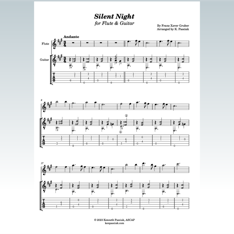 Carátula para "Silent Night (for Flute & Guitar) (arr. Kenneth Pasciak)" por Franz Xaver Gruber