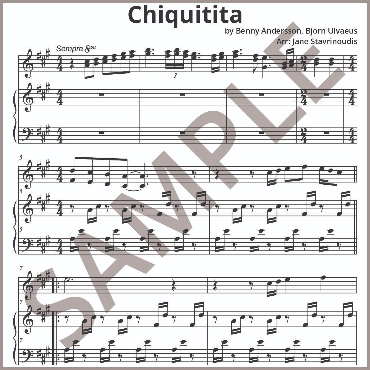 Cover Art for "Chiquitita (arr. Jane Stavrinoudis)" by ABBA