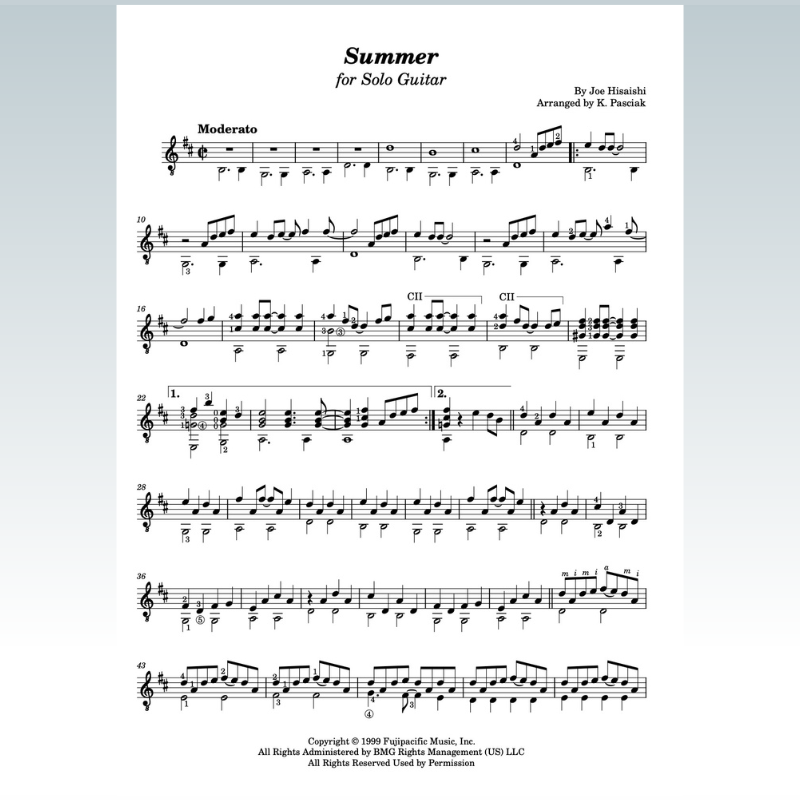 Cover Art for "Summer (arr. Kenneth Pasciak)" by Joe Hisaishi