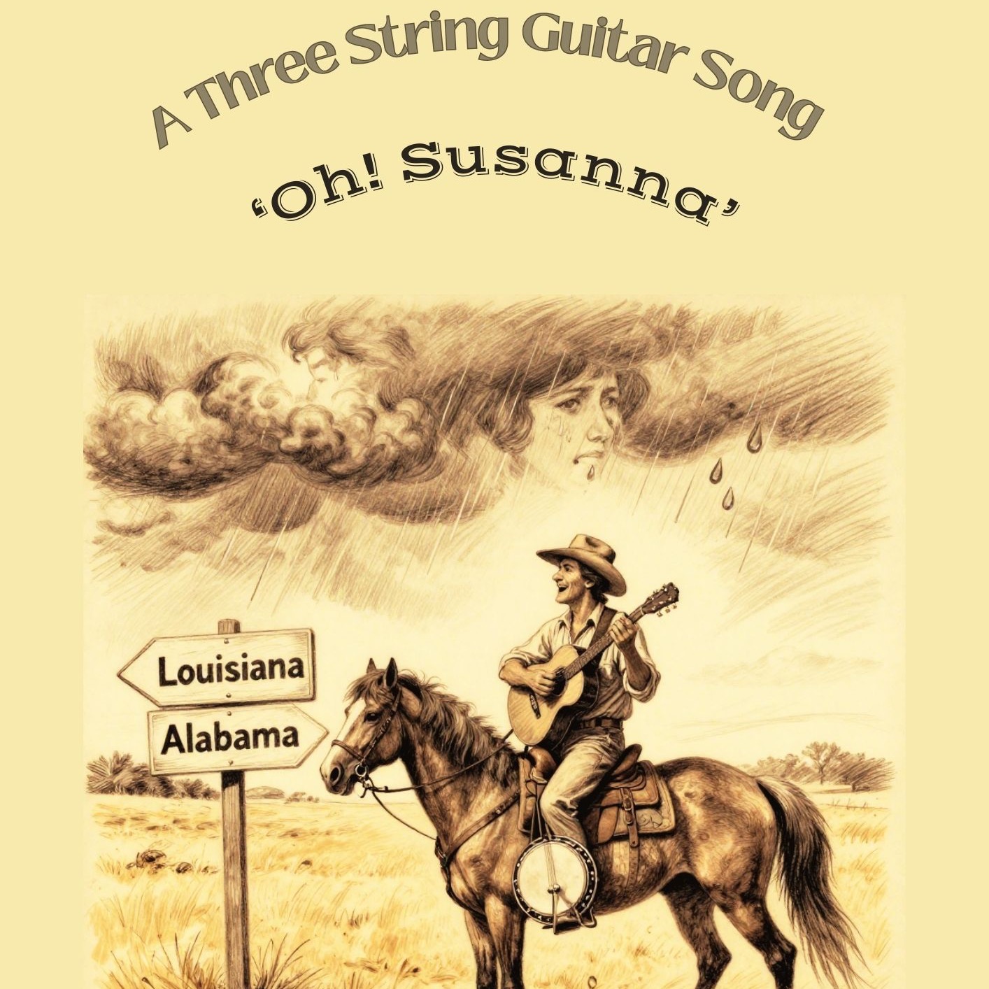 Cover Art for "Oh! Susanna (A Three String Guitar Song) (arr. Danny Crocome)" by Traditional