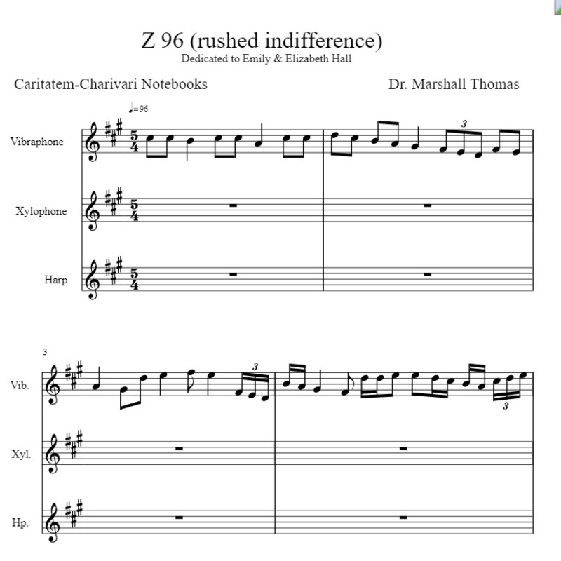 Cover Art for "Z 44 (rushed indifference) for Percussion a Voce, Harp" by Celebrity Chamber Players