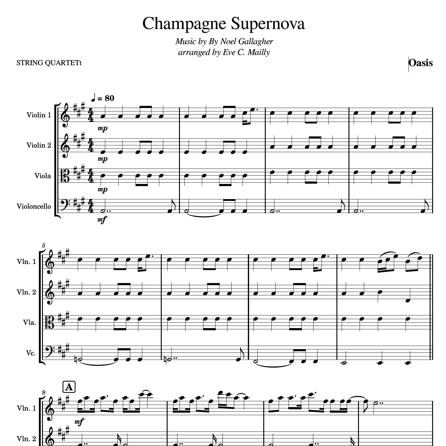 Abdeckung für "Champagne Supernova (arr. Eve C. Mailly - Zene Strings)" von Oasis