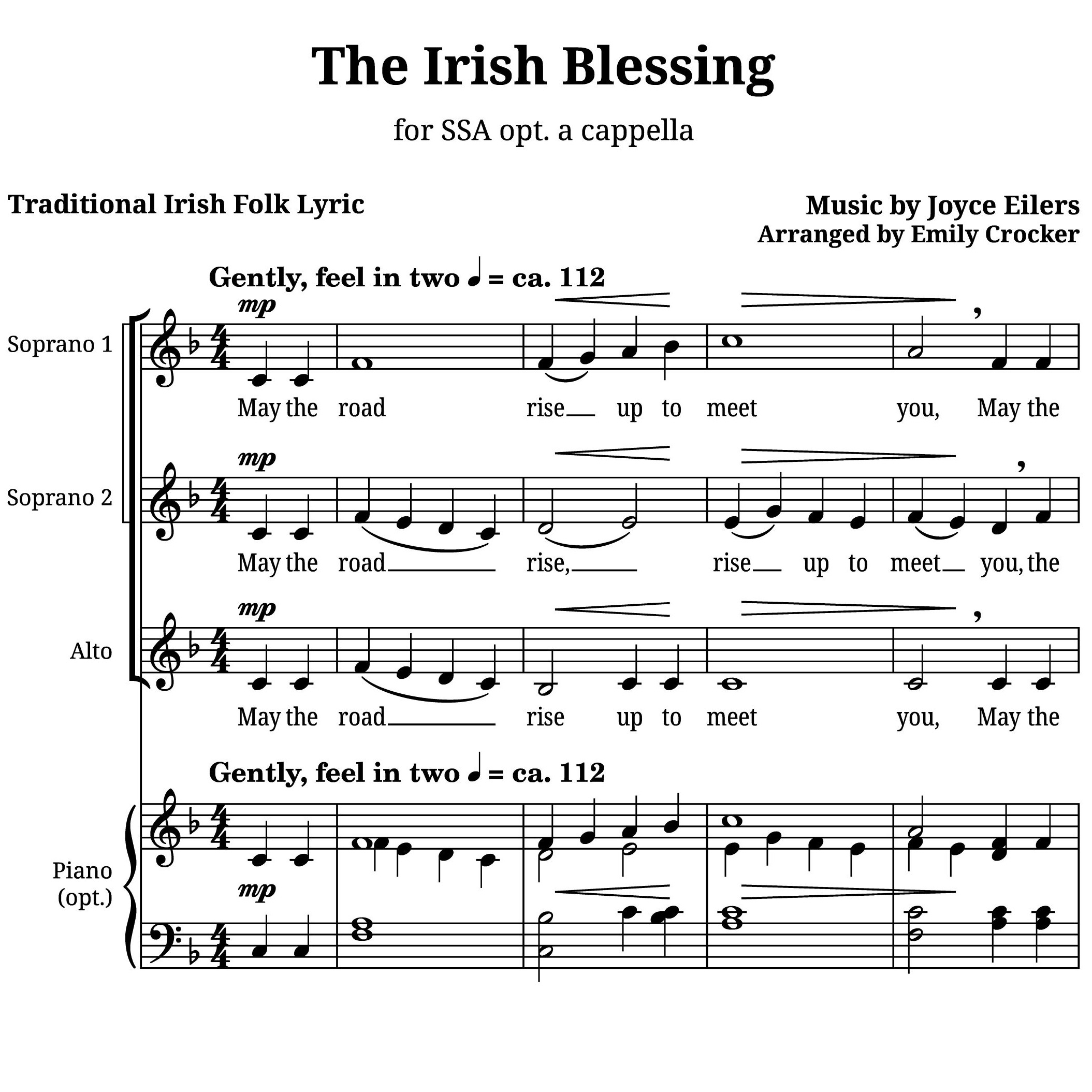 Couverture pour "The Irish Blessing (arr. Emily Crocker)" par Traditional Irish Folk Lyric