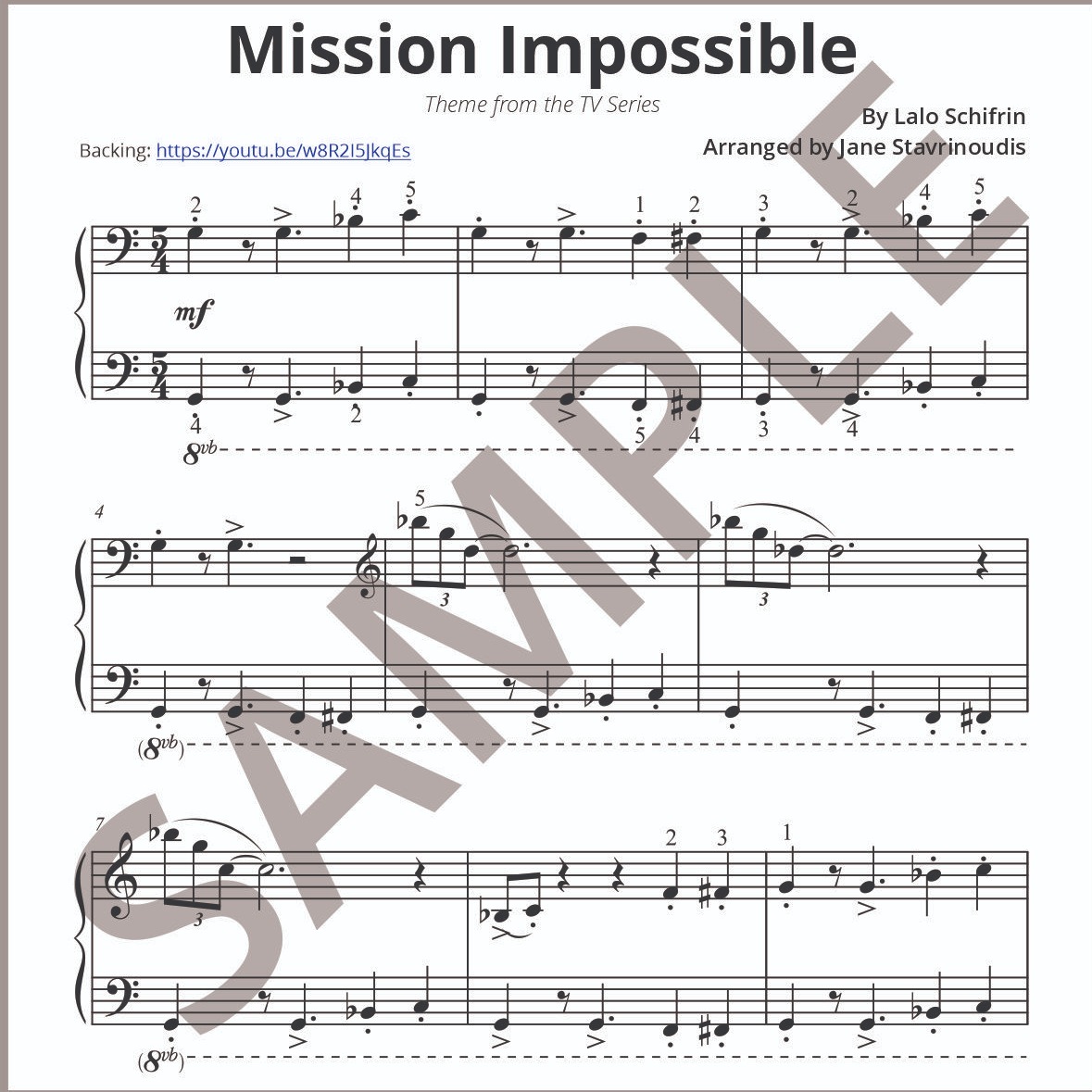 Abdeckung für "Mission: Impossible Theme (arr. Jane Stavrinoudis)" von Adam Clayton And Larry Mullen