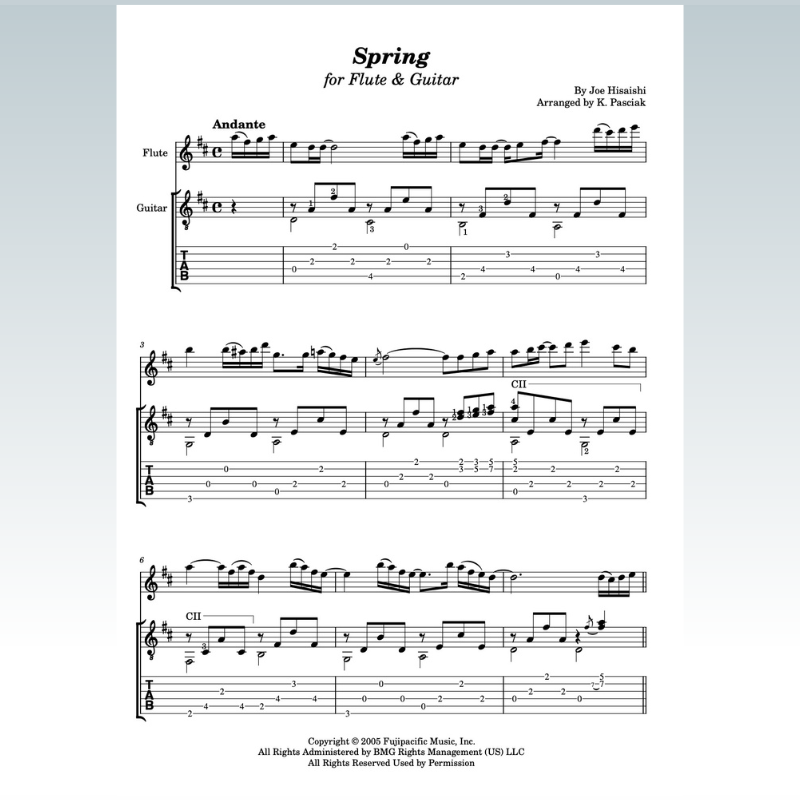 Cover Art for "Spring (arr. Kenneth Pasciak)" by Joe Hisaishi