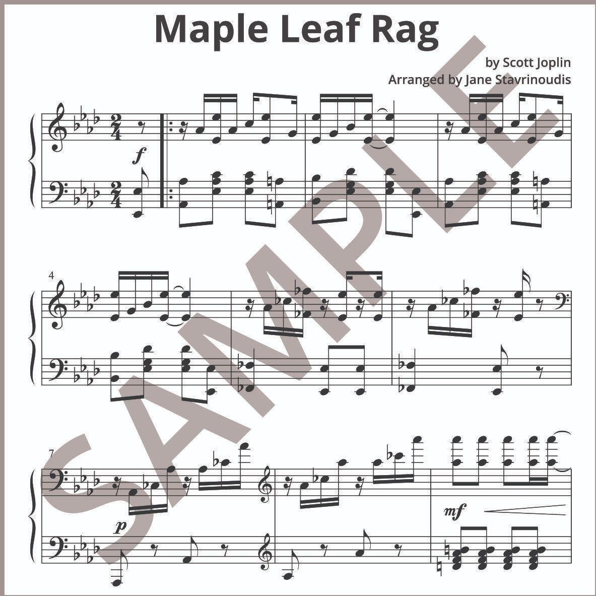 Abdeckung für "Maple Leaf Rag (arr. Jane Stavrinoudis)" von Joplin