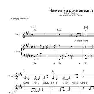 Cover Art for "Heaven Is A Place On Earth (arr. Sang-Hoon, Lee.)" by Belinda Carlisle